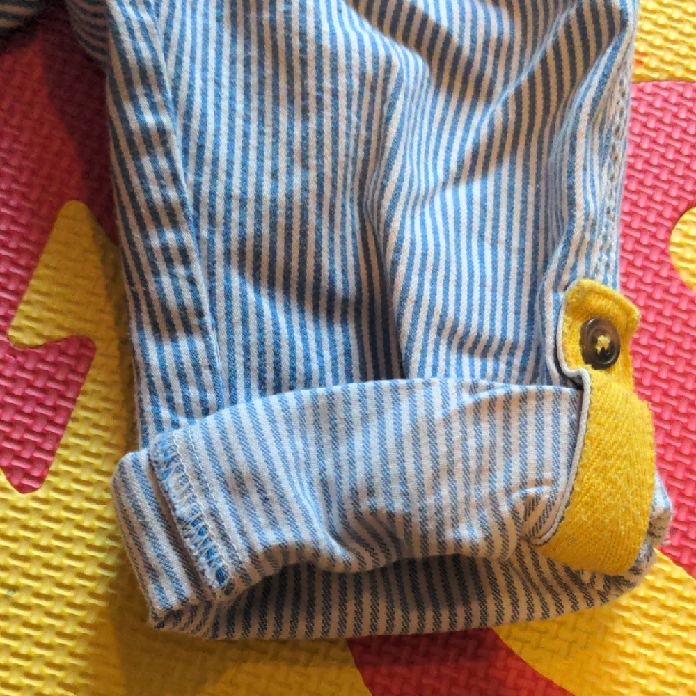 Baby Boden Blue and Yellow Striped Baby Pants - Picture 3 of 4
